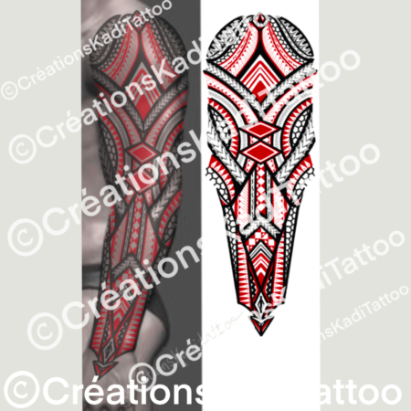 Sleeve polynesien maori black and red